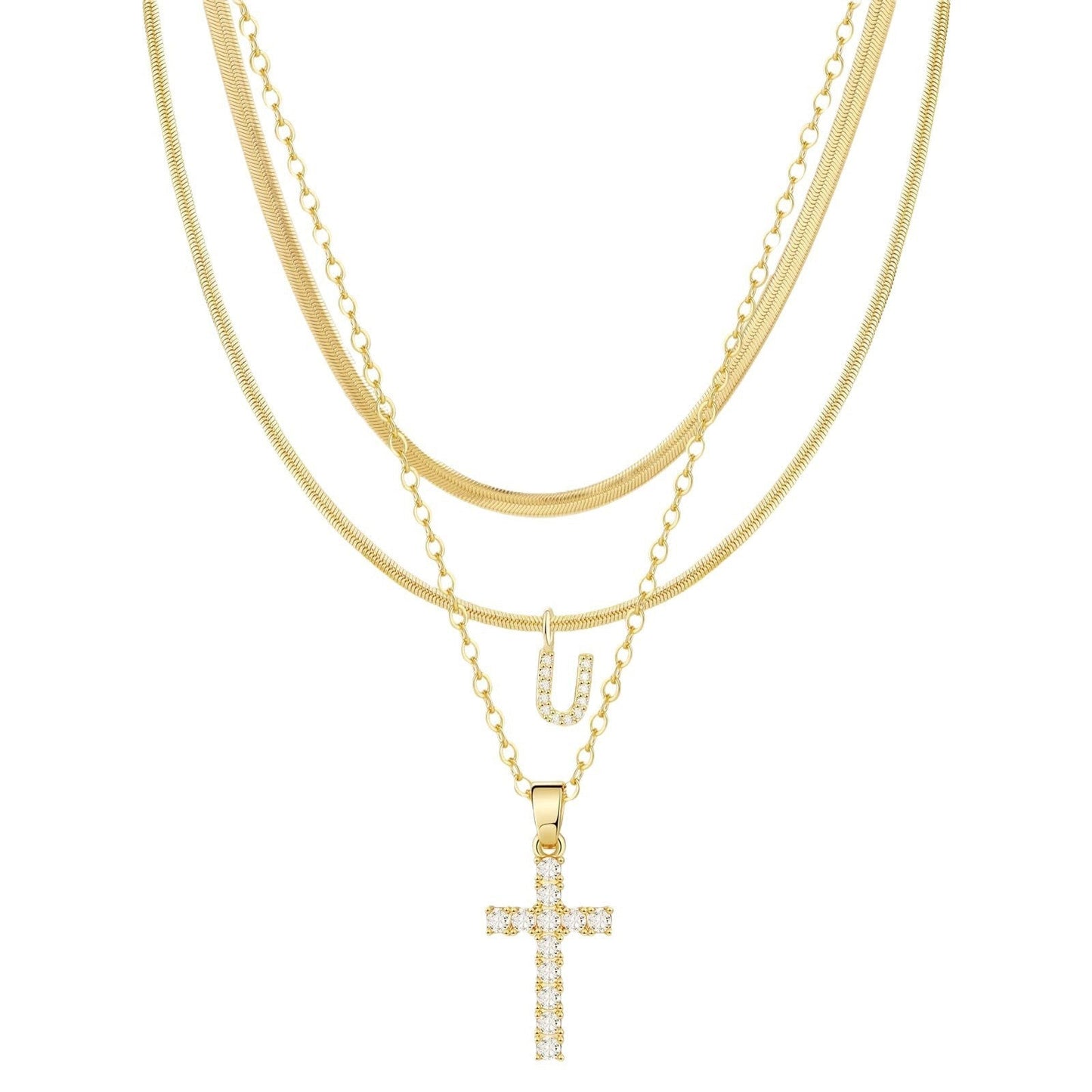 Golden Grace Layered Initial Necklace