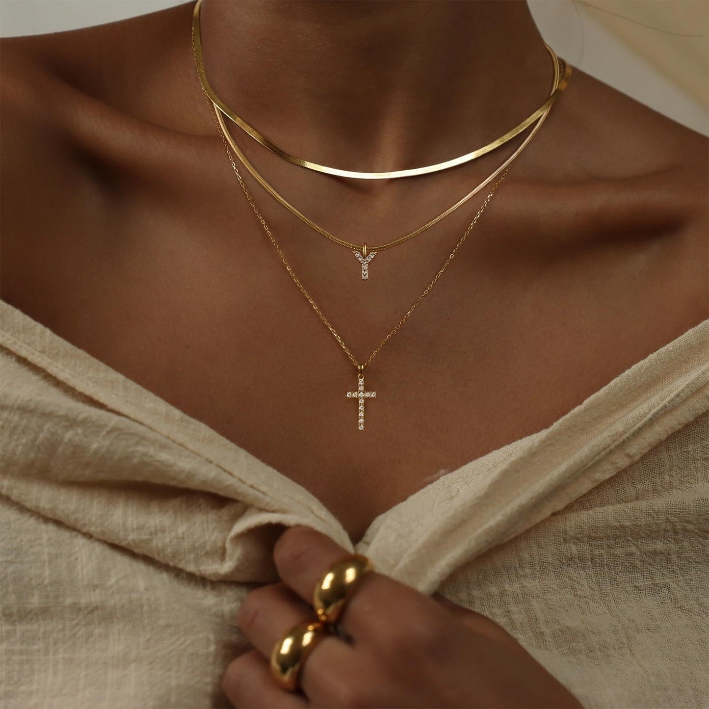 Golden Grace Layered Initial Necklace