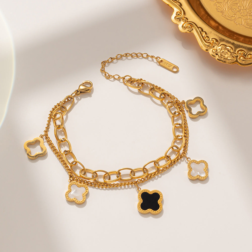 PREORDER: Clover Double Chain Bracelet 8.3.26