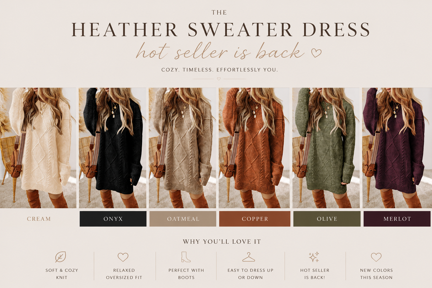 PREORDER: The Heather Sweater Dress RERUN 8.24.26