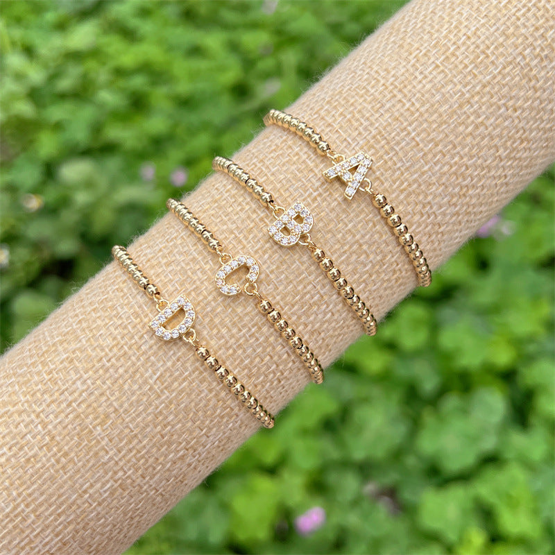 Gold and Gemstone Initial Bracelet- LETTER L