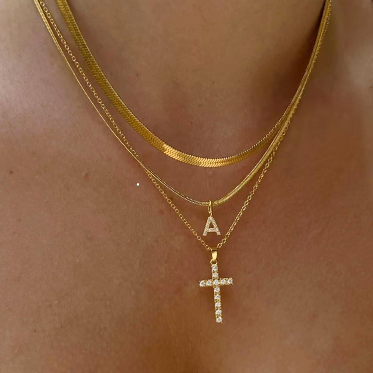 Golden Grace Layered Initial Necklace