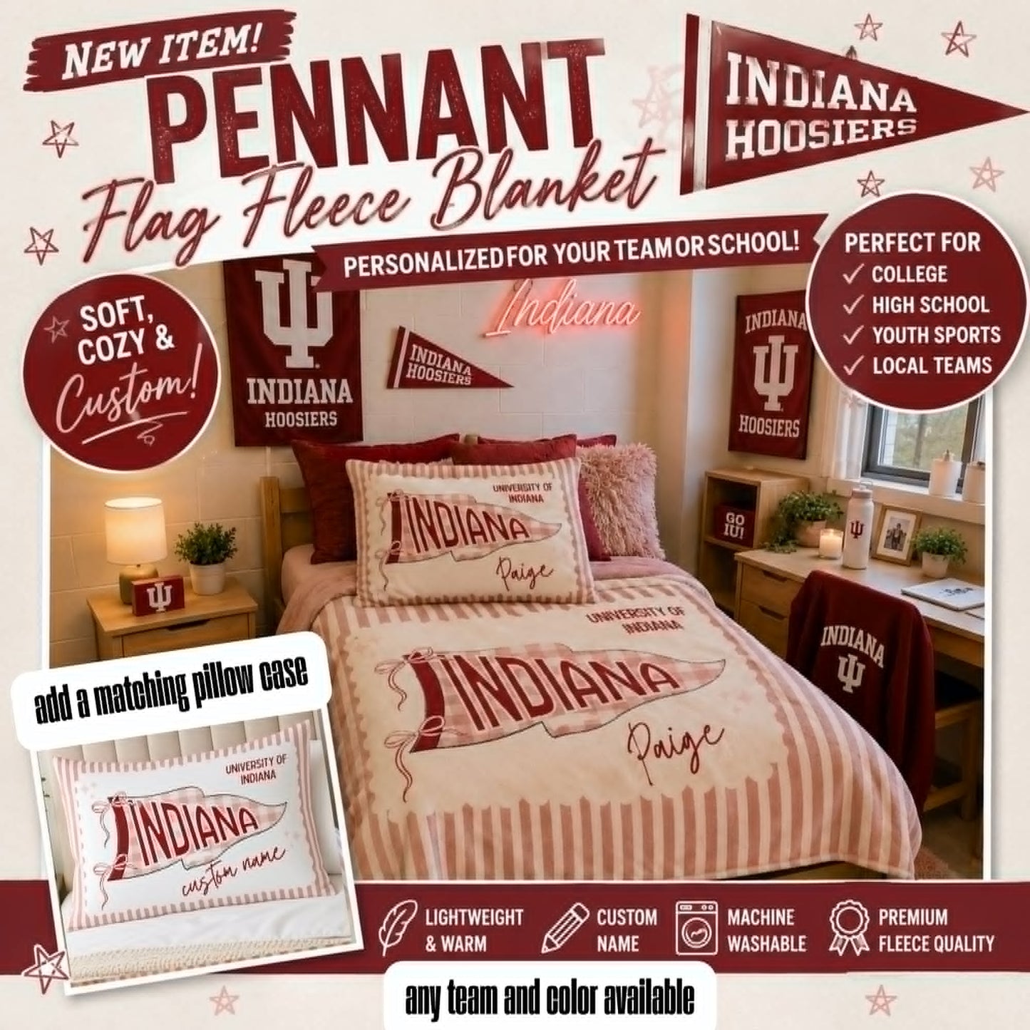 PREORDER: Pennant Flag Fleece Blanket 7.6.26