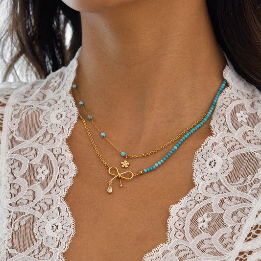 Preorder: Golden Bloom Bow Layered Necklace