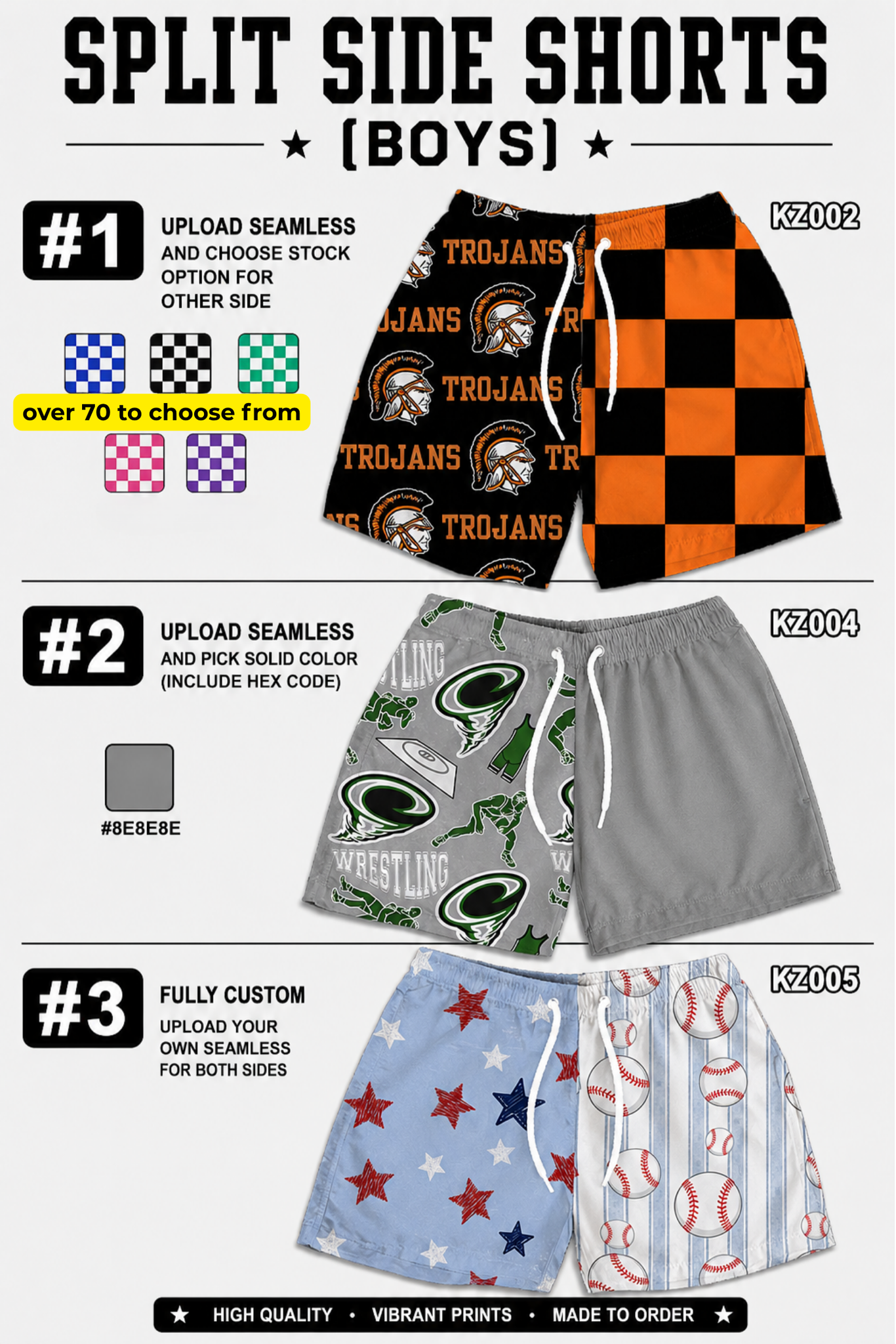 PREORDER: Boys Split Side Shorts (Seamless + Standard Print) RERUN 7.27.26 osym