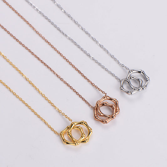 Intertwined Bamboo Circle Necklace