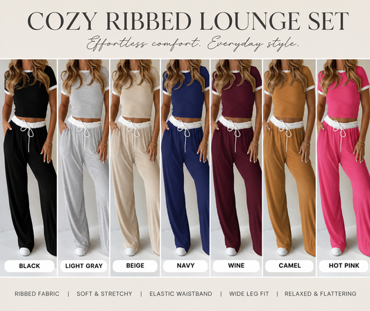 PREORDER: Cozy Ribbed Lounge Set  8.17.26 OSYM