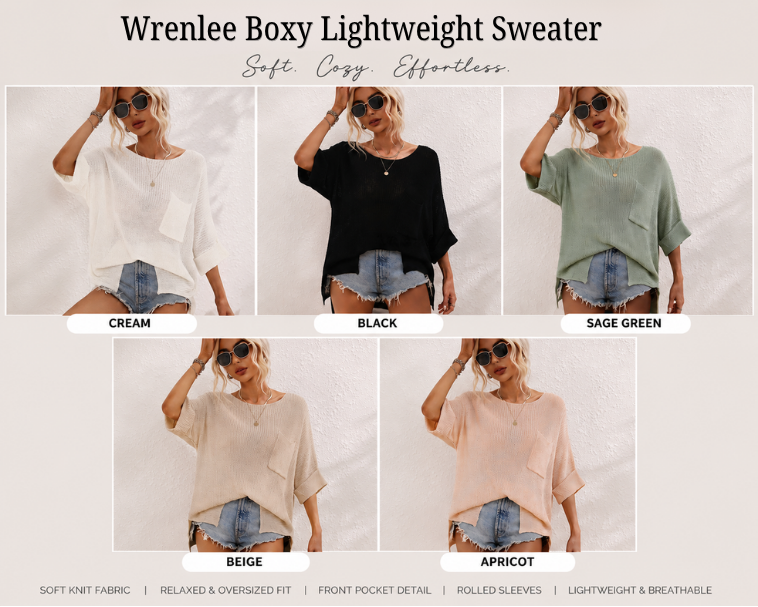 PREORDER: Wrenlee Boxy Lightweight Sweater  8.24.26