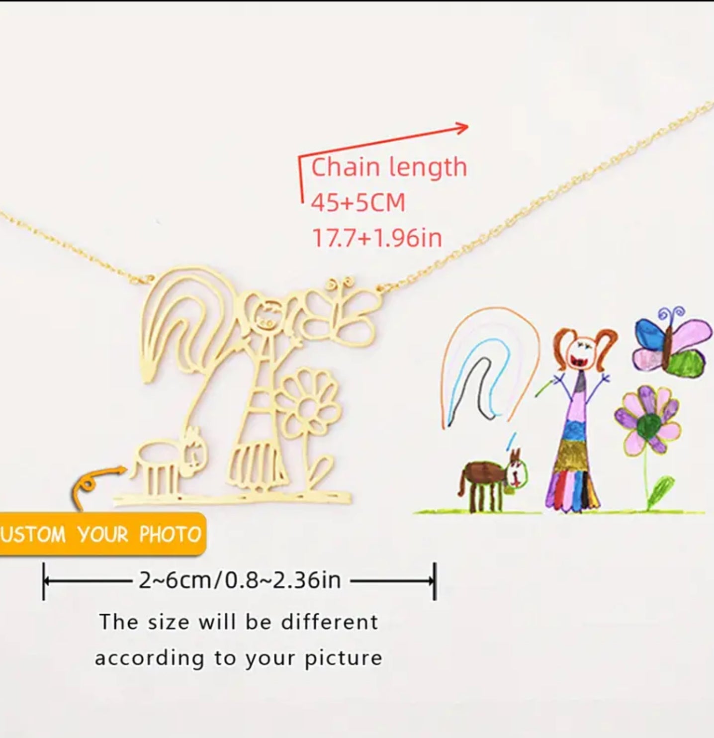 Preorder: Custom Photo Drawing and Handwriting Necklace