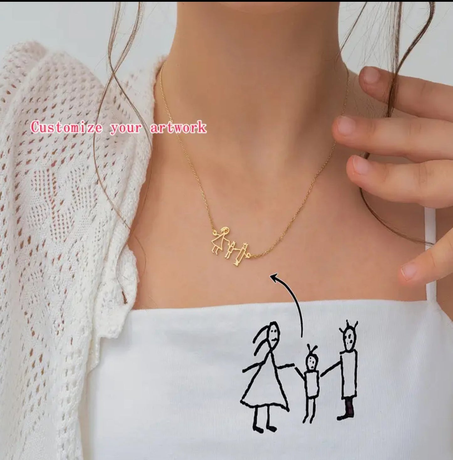 Preorder: Custom Photo Drawing and Handwriting Necklace