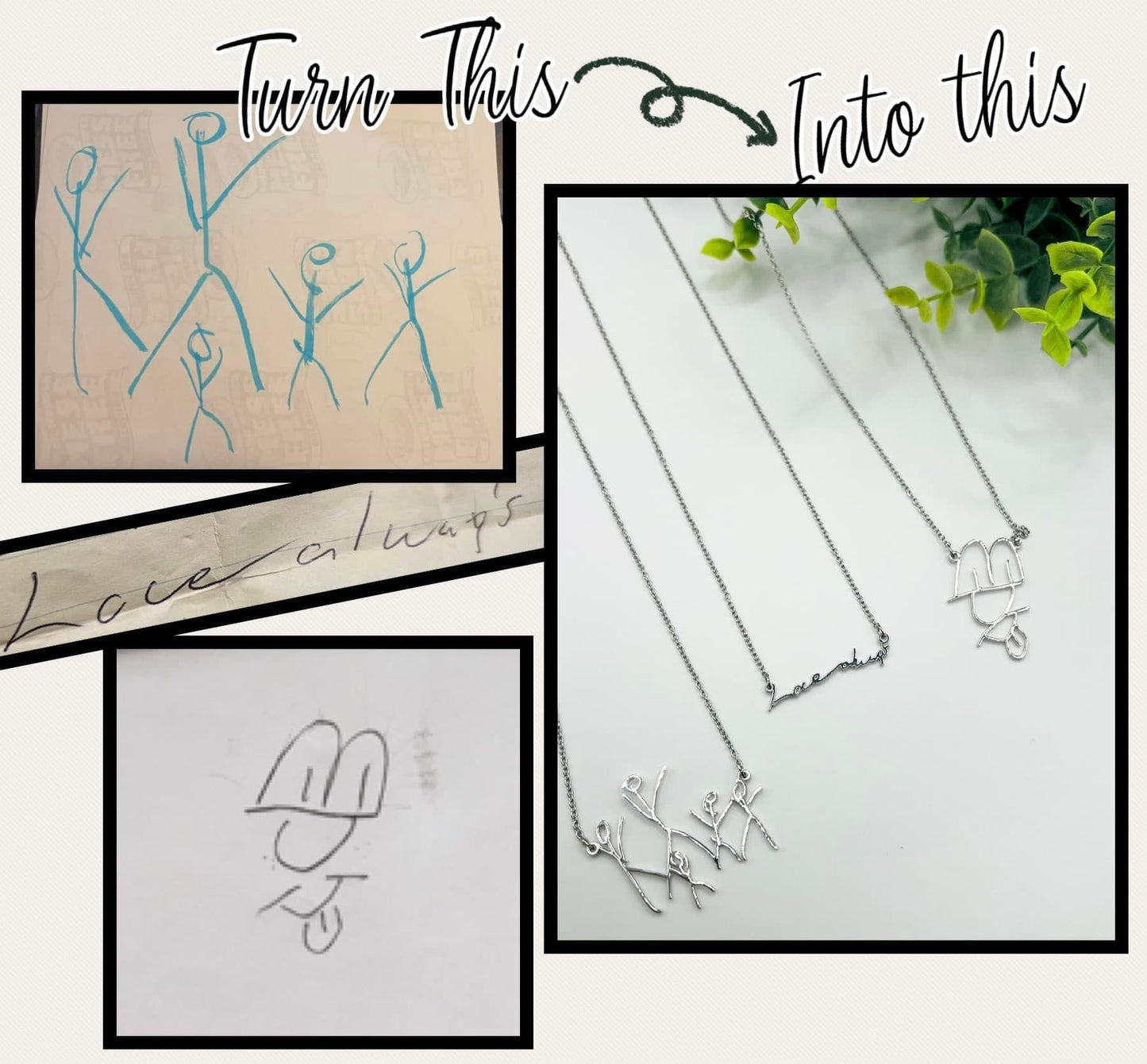 Preorder: Custom Photo Drawing and Handwriting Necklace